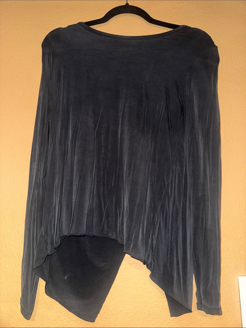 Athleta Black Long-Sleeve Asymmetric Drape Top